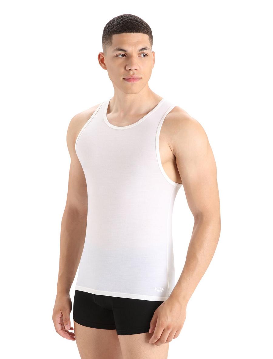 Bielizny Icebreaker Merino Anatomica Tank Top Męskie Białe | PL 1661LISH